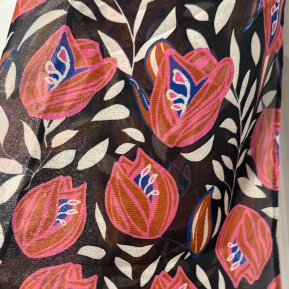 Daniel Rainn Black Infinity Scarf with Pink and Orange Floral Print - Picture 4 of 5